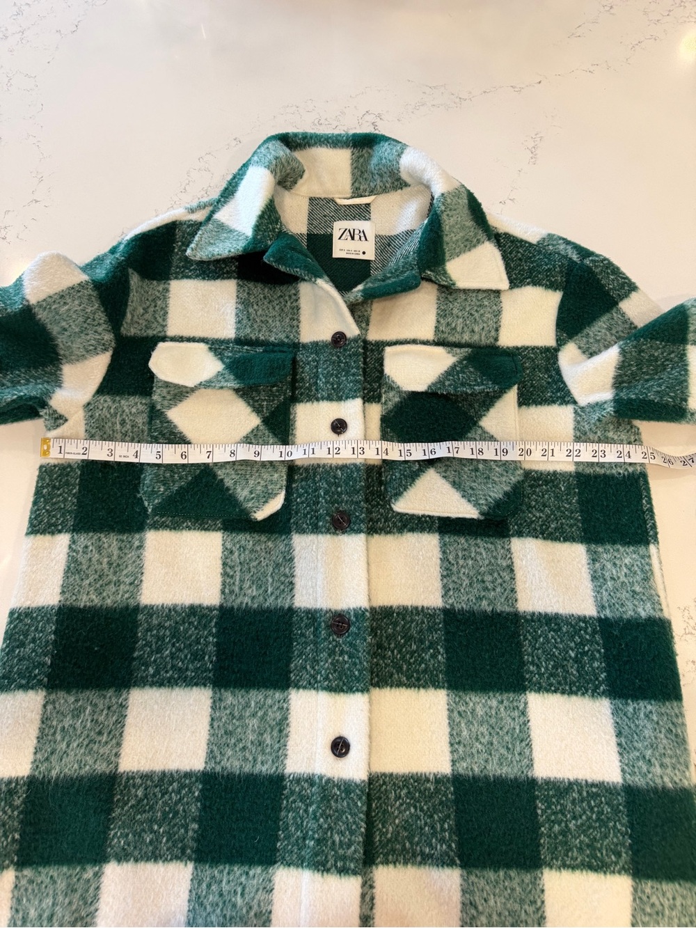 Zara Green and White Buffalo Check Long Shacket - Picture 14 of 14
